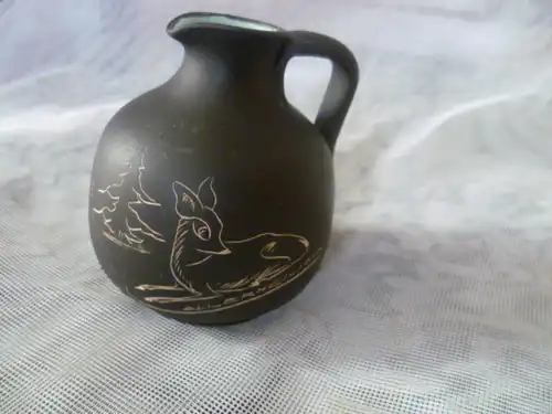 Strützel & Sachs Keramik Vase " Reh oder Rehkitz liegend" 1945-55