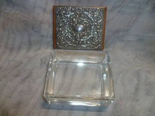 Silber Kristallglas Deckeldose Art Deko 1920 Silber 800 A.Bodemer ?