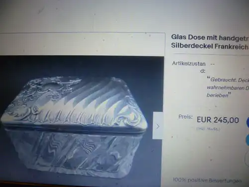 Silber Kristallglas Deckeldose Art Deko 1920 Silber 800 A.Bodemer ?