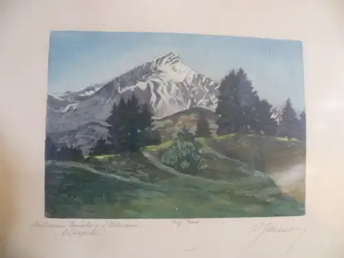 Farbradierung Alpspitz signiert im originalen Rahmen um 1930