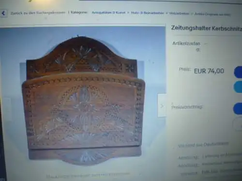 Tramptechnik Kerbschnitzerei wohl ein Zeitungsständer Schwarzwald oder Schweiz Brun um 1880 -1900 französisches Nußbaum massiv