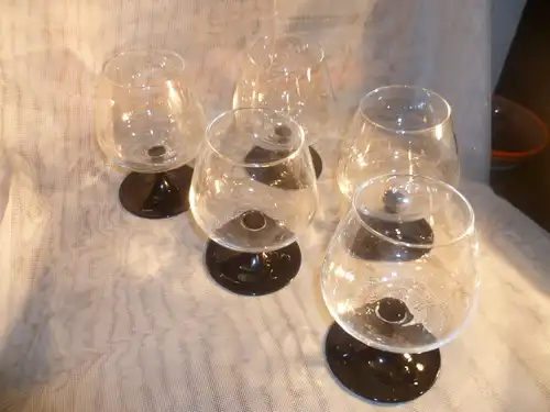  Luminarce  Fankreich 5 Cocnakschwenker  1970 Äramit dunklem Fuß   Top Top ! aus der Vitrine selten benutzt  H: 13,5 cm 