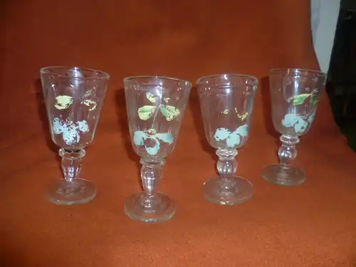 Cherry Gläser Set 4 Stück handbemalt  mundgeblasen  Gläser haben eine klare Kuppa 