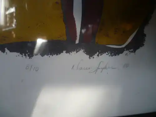 Akt sitzend  "Er liebt nicht" Blatt 8/10 signiert  gerahmt 70 ÄRA Lithographie mehrfarbig !