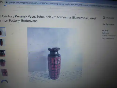 Pop Art 50-60 Scheurich Europ Line1Grand Vase Prisma  Ära50Jahre ungewöhnliche Vase Formnr.261-42
