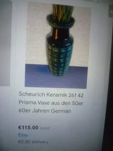 Pop Art 50-60 Scheurich Europe Line1Grand Vase Prisma  Ära70Jahre ungewöhnliche Vase Formnr.261-42