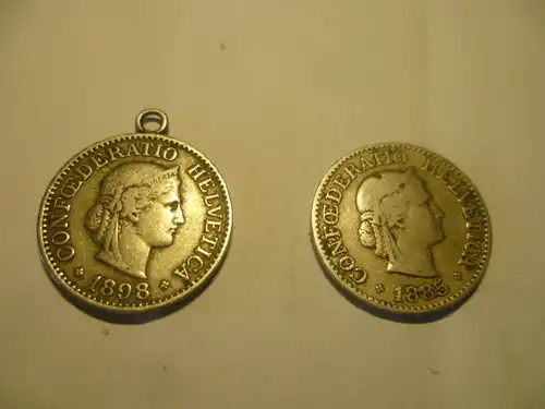 Schweizer 10 Rappen 1898 b schön  +1885 b schön 