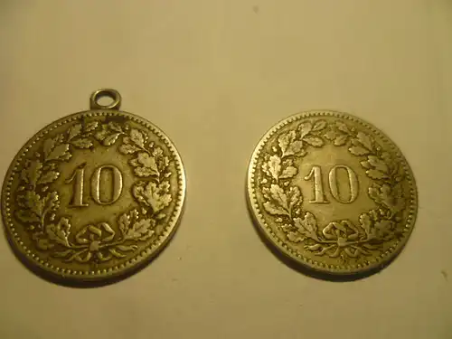 Schweizer 10 Rappen 1898 b schön  +1885 b schön 