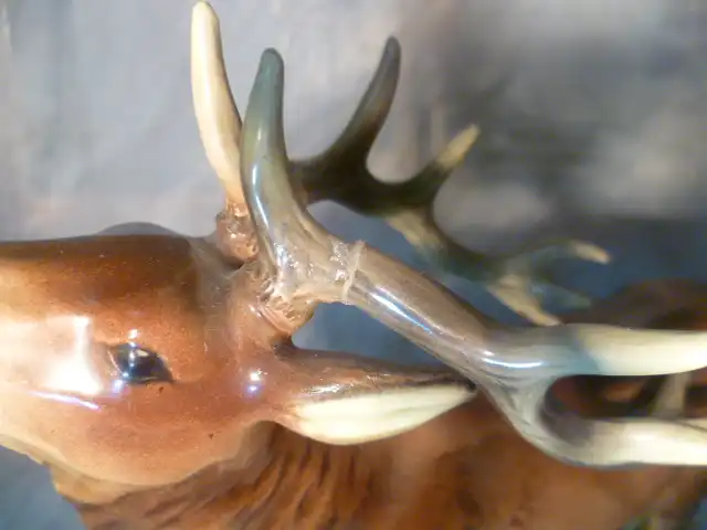 Model Entwurf wohl Prof,Theodor Kärner1884-1966 Prächtiger Hirsch Porzellan Figur wohl Thüringer Porzellan Manufaktur? 3