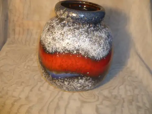 Designerin Gerda Heukeroth Fat Lava III deutsches Industrie Design Lava Cerarmo  Keramik  Scheurich Vase Ferrari rot blau ..  Formnr.: 284 Nierentisch Ära 60 Jahre 