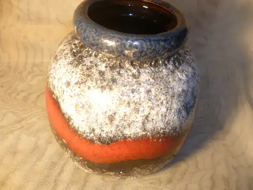 Designerin Gerda Heukeroth Fat Lava III deutsches Industrie Design Lava Cerarmo  Keramik  Scheurich Vase Ferrari rot blau ..  Formnr.: 284 Nierentisch Ära 60 Jahre 