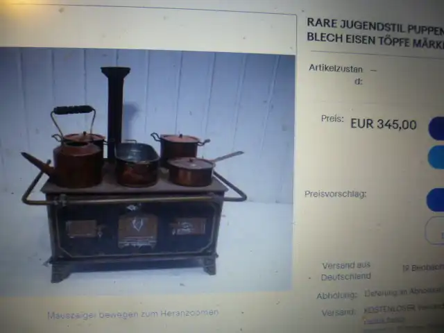 SCHÖNER ALTER, JUGENDSTIL PUPPENHERD/KINDERHERD ODER FÜR GROßE PUPPENSTUBEN/PUPPENKÜCHE ODER EINZELSTÜCK/DEKO 4