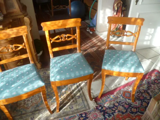 3 Set Biedermeier Stuhl massiv Ahorn neu Aufgepolstert Wien um 1830 Top Hingucker 2