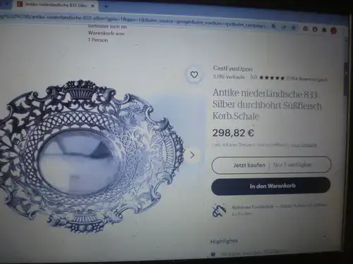 Durchbruchschale Niederlande 833er Silber Utrecht 1922  Löwenpassant 2 für 833 Silber (Marke getragen) mit einem Gewicht von 146 Gramm