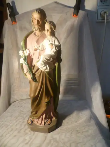 Jesus von Nazareth mit dem Kindlein fein Handbemalt  um 1900 H 44cm