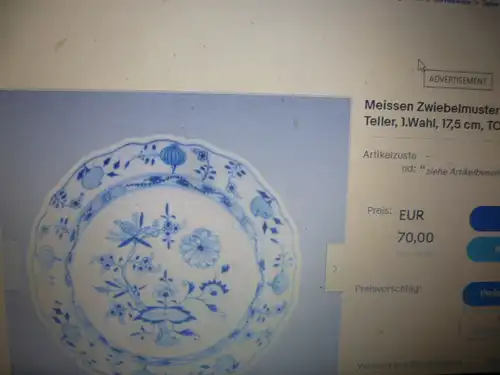 Zwiebelmuster Meissen Kompottschale von 1951  gemarkt Meissen 2 Wahl  Jahresstrich für 1951 und Maler / Dekornummer 13 aus der Vitrine !