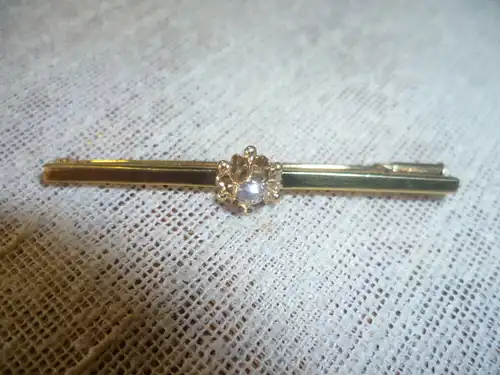 Geld Anlage:Gold 585Stabbrosche mit 1 Diamant 0,25c Altschliff Art Deko um 1930-40