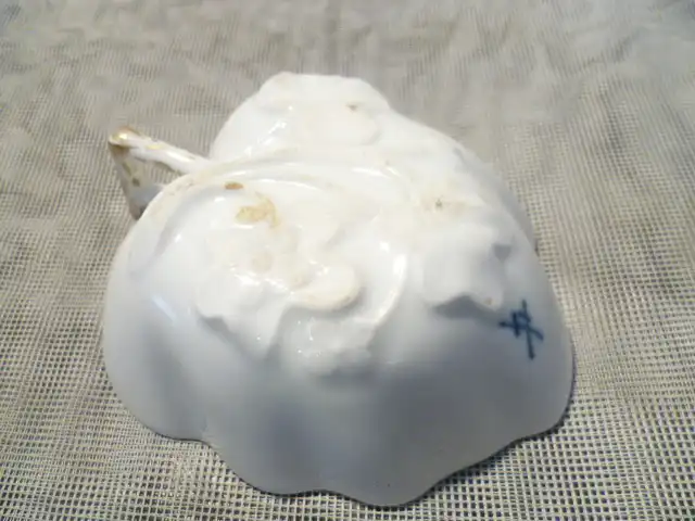 Meissen Blatt Schälchen Goldrand indisch grün Masse: 10,5 cm X 9,5 cm 3