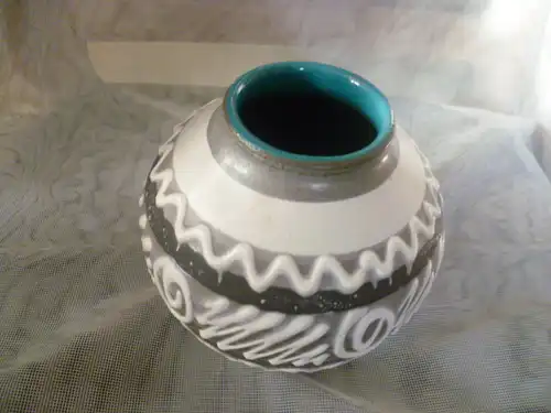 Vintage Gray CARSTENS KERAMIK Ball Vase 652/13 West German Pottery 1960s H 13 cm