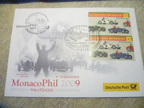 Erstagsbrief  Briefmarkenausstellung „MonacoPhil 2009“, die vom 4.-6. Dezember 2009 in Monaco stattfand
