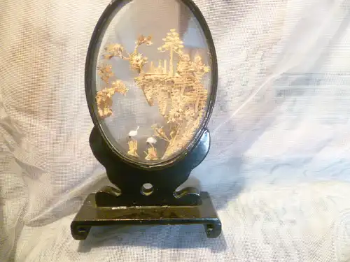  Fuzhou Fujian Kork Schnitzerei Handwerkskunst aus Ostchina  Art Deko um 1940 .