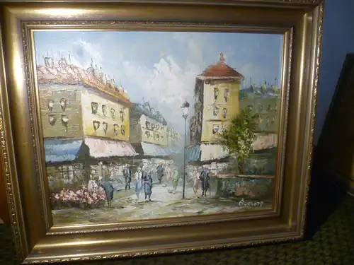 Louis Anthon y Burnett 1907-1999 Pariser Strassenszene signiert Ölgemäld auf Leinwand , rechts signiert : Burnett Masse im Galerierahmen : 64,5 cm X 55 cm