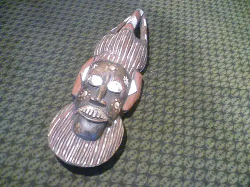 Afrika Nigeria Lego Kongo antike originale Stammes Maske Masse gerahmt: 40 cm x 15 cm