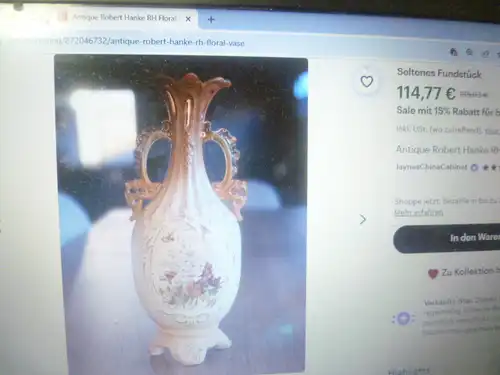  Royal Wettina Jugendstil Nouveau Emporen Vase Robert Hanke Goldbemalung reiches Blütendekor wohl Thüringen oder Tschechoslowakei um 1900