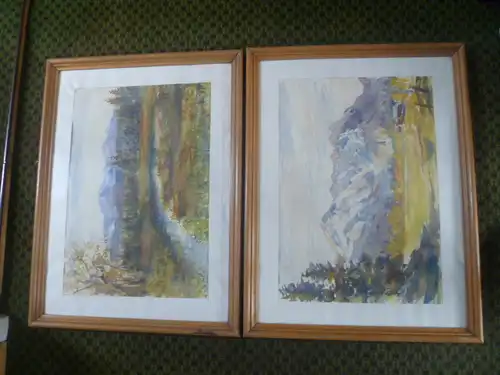 R Wirthensohn Aquarelle Sonthofen im Hintergrund der Gründer und Iller Landschaft mit Blick zum Gründer !