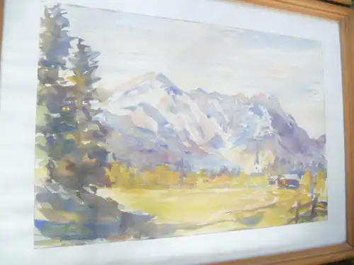 R Wirthensohn Aquarelle Sonthofen im Hintergrund der Gründer und Iller Landschaft mit Blick zum Gründer !