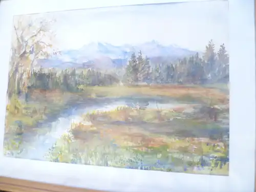 R Wirthensohn Aquarelle Sonthofen im Hintergrund der Gründer und Iller Landschaft mit Blick zum Gründer !