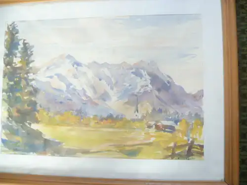 R Wirthensohn Aquarelle Sonthofen im Hintergrund der Gründer und Iller Landschaft mit Blick zum Gründer !