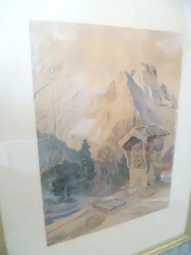 Romantiker Aquarell Rast am Herrgottswinkel Königssee mit Watzmann  Aquarell signiert: Hans Weida / Weidler datiert 1942