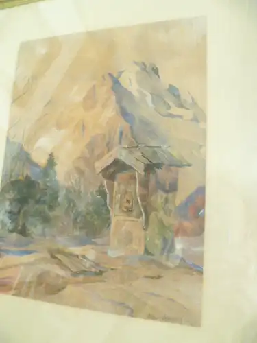 Romantiker Aquarell Rast am Herrgottswinkel Königssee mit Watzmann  Aquarell signiert: Hans Weida / Weidler datiert 1942