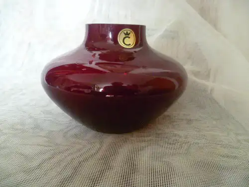 Christinenhütte Exclusive Kristallglas Designer  Space rotglas Vase Entwurf  wohl von Rolf Krüger  Vintage der 1970 Jahre