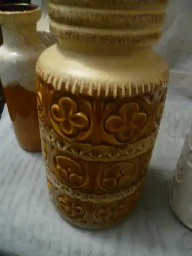Keramik Scheurich Vintage 1960-70 Nr.289-27 Lasur in Mokka Beige Blüten und Rankendekor