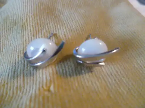  Designer Ohrringe zum Stecken Silber 925 Opal Strahlendekor  Vintage 1980