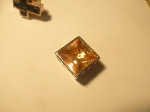 gelber Turmalin  10 x 12 mm großer Designer 925 Silber  Anhänger  Vintage 1980 Jahre 
