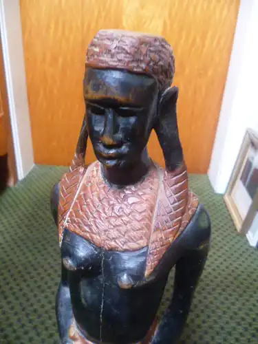 Höhe 62 cm Ahnen Fruchtbarkeit  Figur Elfenbeinküste wohl vom Stamm Voodoo oder Baule  Art Deko ca 1940 