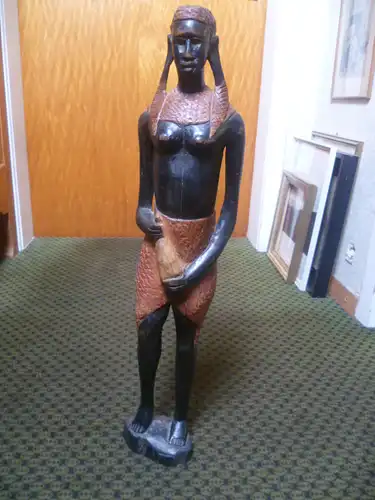 Höhe 62 cm Ahnen Fruchtbarkeit  Figur Elfenbeinküste wohl vom Stamm Voodoo oder Baule  Art Deko ca 1940 