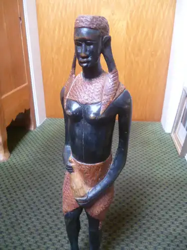 Höhe 62 cm Ahnen Fruchtbarkeit  Figur Elfenbeinküste wohl vom Stamm Voodoo oder Baule  Art Deko ca 1940 