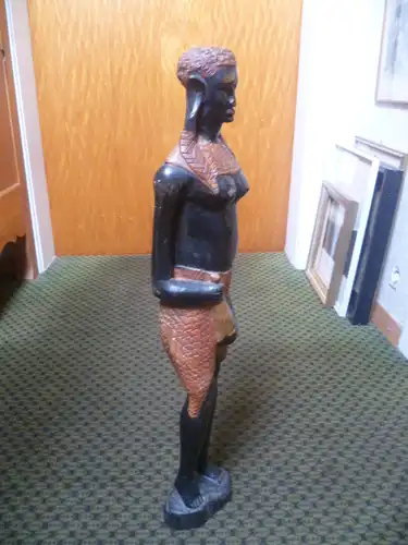 Höhe 62 cm Ahnen Fruchtbarkeit  Figur Elfenbeinküste wohl vom Stamm Voodoo oder Baule  Art Deko ca 1940 
