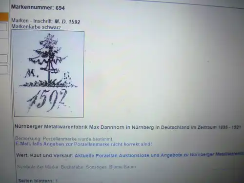Spritzdekor Nürnberger Metallwarenfabrik Max Dannhorn in Nürnberg in Deutschland im Zeitraum 1895 - 1921