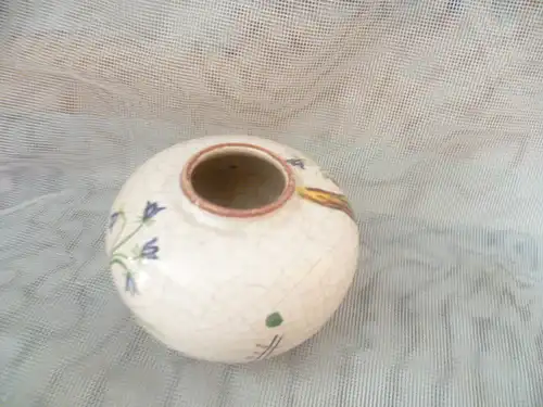 Goebel kleine bauchige Vase Enzian Dekor handbemalt Vintage der 50 Jahre Rockabilly Ära bauchige Form 