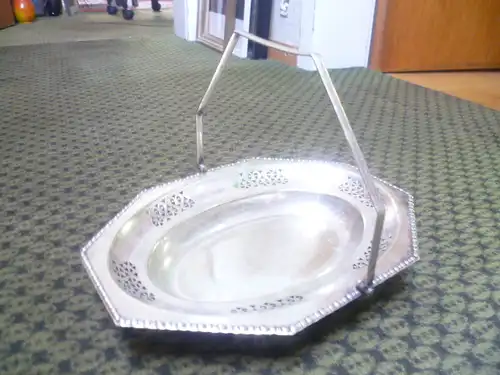 A Bros Birmingham Jugendstil Übergang in die Art Deko Zeit um 1920 Antik Henkel Fuß Schale Tafelaufsatz Korbschale