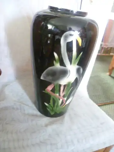 Foreign Scheurich Rpockabilly Ära Flamingos Spritzdekor 517-38 Keramik XXL Bodenvase Mid Century Hergestellt 1559 für den USA Markt sehr selten !