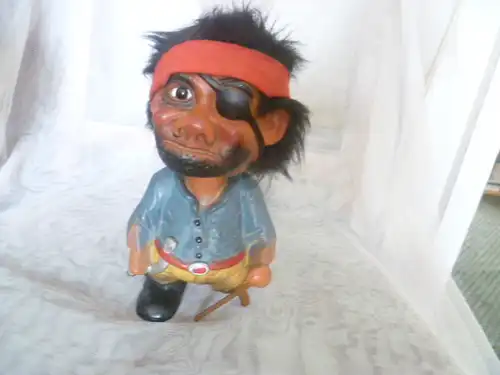 Heico West Germany  Pirat Troll Vintage 1960 Nodder Bommel Kopf Etikett