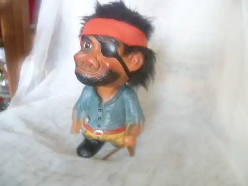 Heico West Germany  Pirat Troll Vintage 1960 Nodder Bommel Kopf Etikett