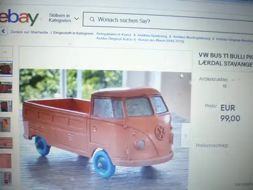 Jahrgang Tomte Laerdal Stavanger Norwegen VW Volkswagen Transporter T1 Pick-up in blau  1:43 von 1959