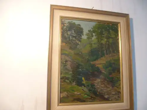 Ölgemälde Neoimpressionismus  Malstil "Bachlauf mit Holzbrücke" signiert: Geer !